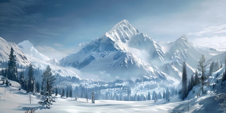 Winter Snow-Capped Mountain Peak