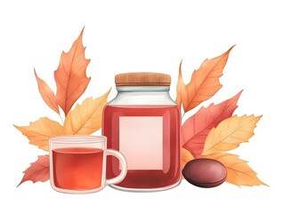 Autumn Leaves Tea in Glass Jar and Cup