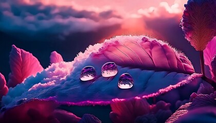 Close-Up of Raindrop on Leaf Captured in Morning Sunlight