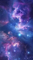 A vibrant cosmic scene showcasing nebulae and stars in a vast galaxy.