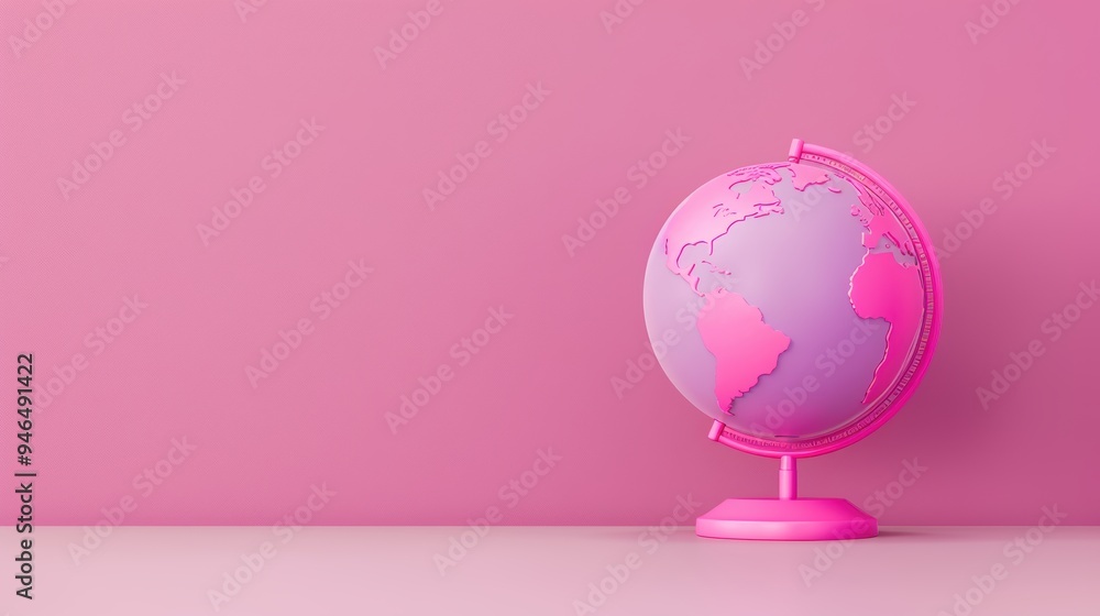 Poster an artistic representation of a purple globe, depicted in a minimalist style with subtle gradients a