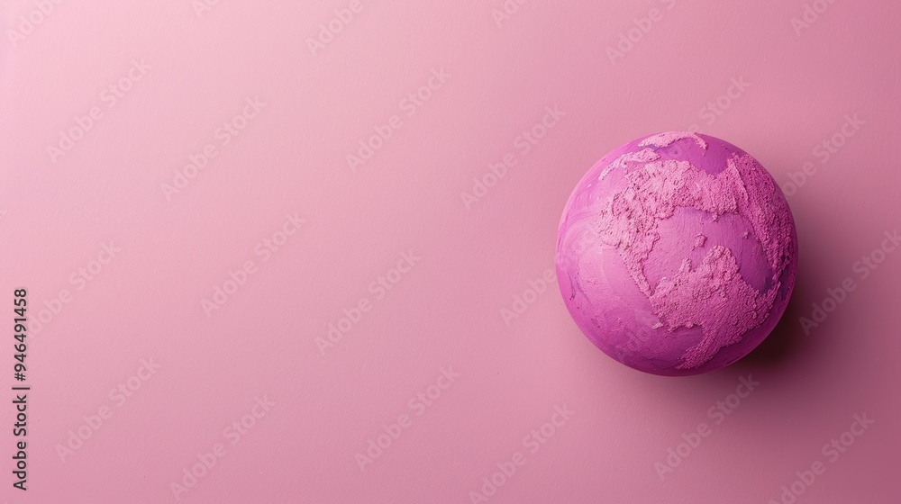 Poster a creative and artistic representation of a purple globe, depicted in a minimalist style with subtle