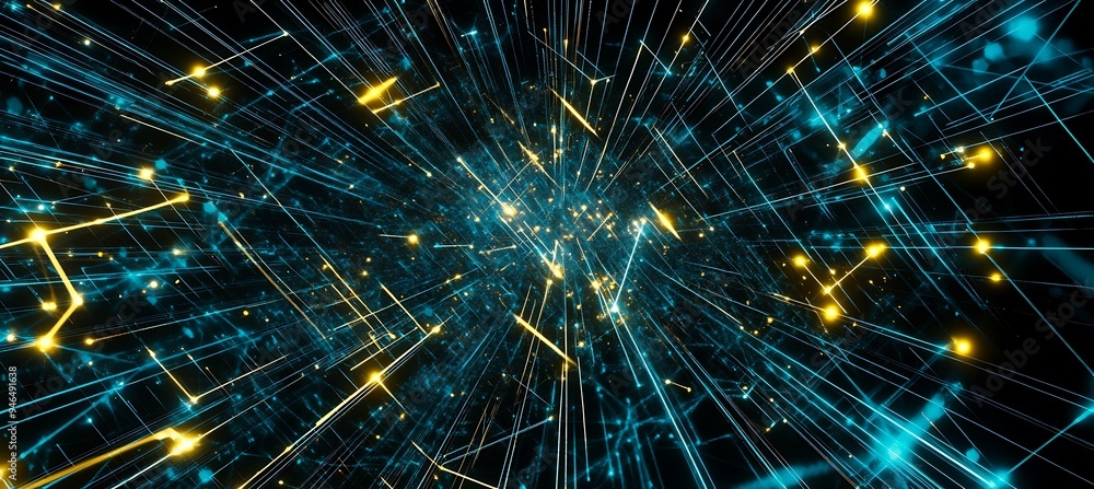 Aufkleber a digital world featuring interconnected data streams and smart city systems.