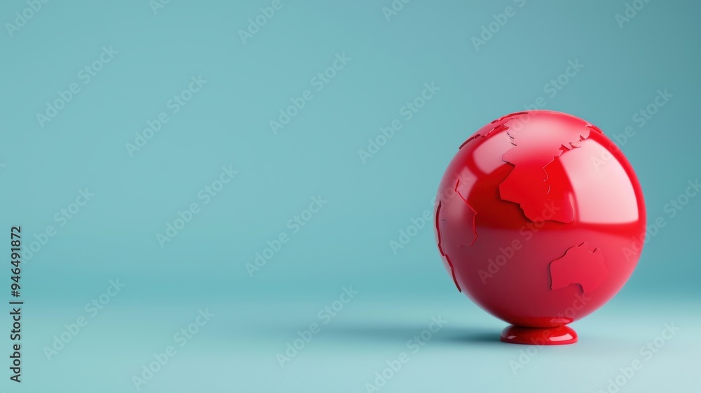 Poster a sleek and modern red globe on a minimalistic background, symbolizing global unity and communicatio