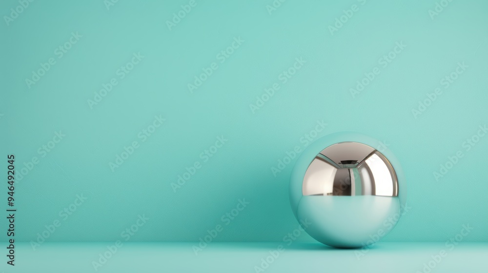 Poster a sleek silver globe on a minimalist background, with ample copy space for adding text or graphics. 