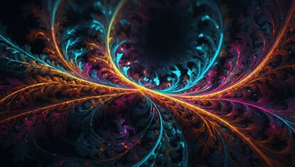 Neon fractal art perfect for a visually captivating wallpaper