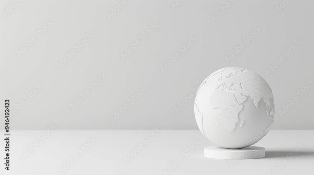 Poster a white globe on a clean, white background, representing the concept of global connectivity and simp