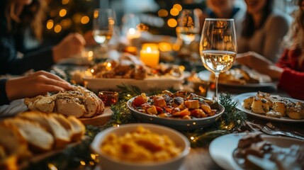 Family Enjoying Festive Dinner With Laughter