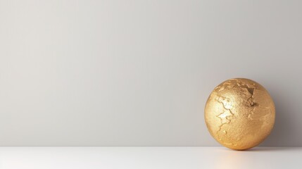 A minimalist composition featuring a gold globe on a white background, symbolizing global leadership and excellence. The image provides ample copy space for adding text or graphics, perfect for