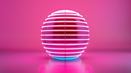 Fototapeta premium An artistic interpretation of a neon globe, with intricate neon light patterns that create a stunning visual effect. The minimalist design and ample copy space make it ideal for a variety of projects.