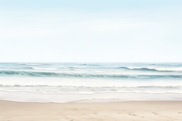 A wide-angle shot of a serene ocean landscape with gentle waves lapping against a sandy beach symbolizing Earth's diverse ecosystems