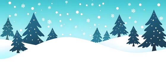 Winter Wonderland Landscape with Snowy Trees and Falling Snow