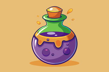 Halloween Potion, watercolor clipart illustration with isolated background.

