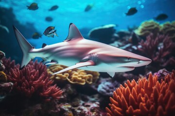 Fototapeta premium Close-up of a blacktip reef shark swimming