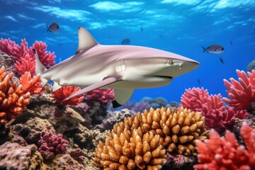 Fototapeta premium Close-up of a blacktip reef shark swimming