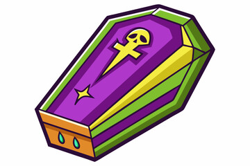 Halloween coffin, watercolor clipart illustration with isolated background.
