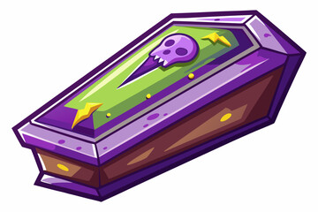 Halloween coffin, watercolor clipart illustration with isolated background.
