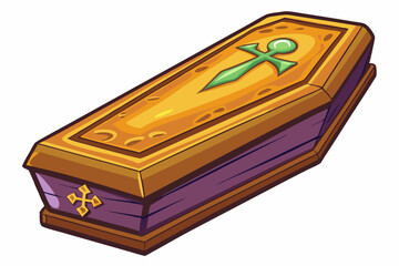 Halloween coffin, watercolor clipart illustration with isolated background.
