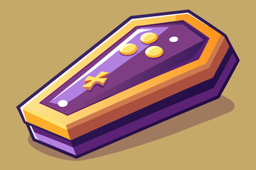 Halloween coffin, watercolor clipart illustration with isolated background.
