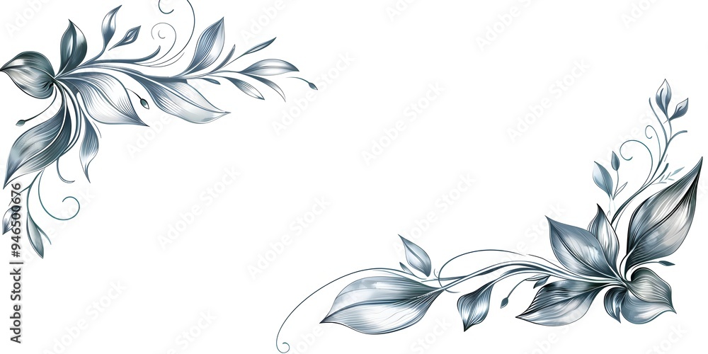 Poster elegant script line frame with graceful loops for luxury invitations on white background