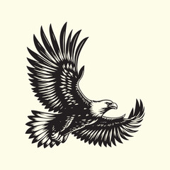 Editable Black Eagle Silhouette Design in Vector Format on a Transparent Background