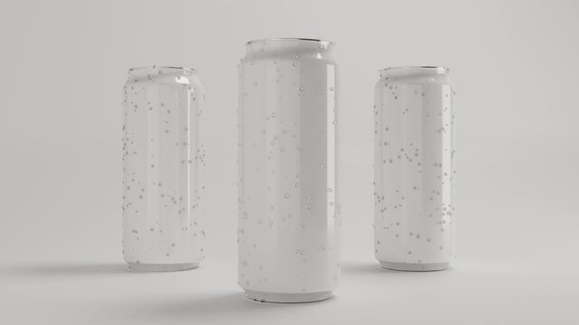 Three Falling Soda Cans Mockup
