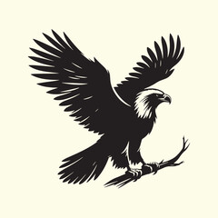 Editable Black Eagle Silhouette Design in Vector Format on a Transparent Background