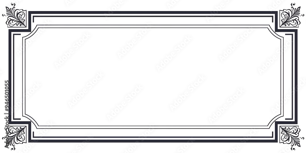 Poster simple rectangular line frame with sharp corners for basic document borders
