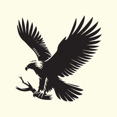 Editable Black Eagle Silhouette Design in Vector Format on a Transparent Background