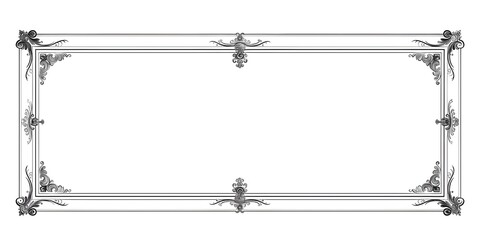 Simple Elegant Rectangular Line Frame with Sharp Corners on White Background