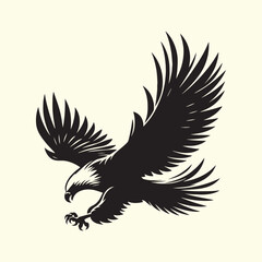 Editable Black Eagle Silhouette Design in Vector Format on a Transparent Background