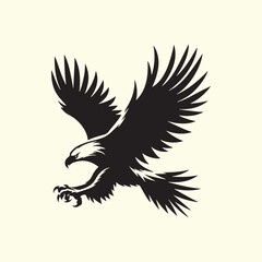 Editable Black Eagle Silhouette Design in Vector Format on a Transparent Background