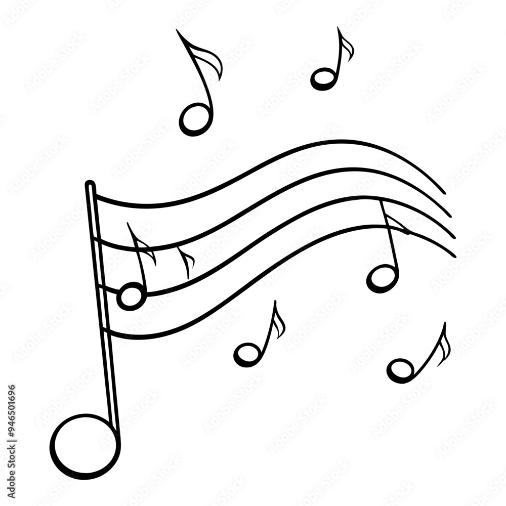 Aufkleber musical background with notes. flying music notes. song notation in flat design. vector illustration