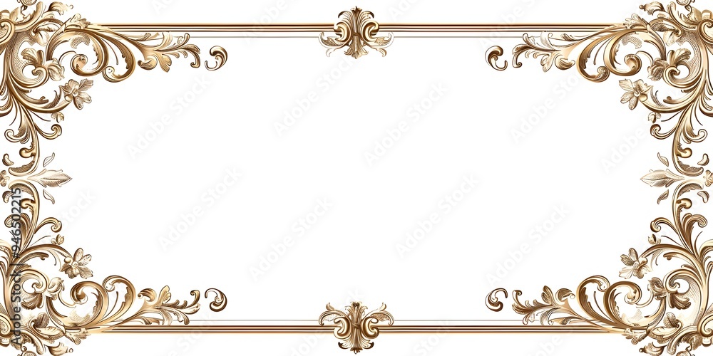 Poster elegant scroll line frame with ornate details for certificates and awards on white background