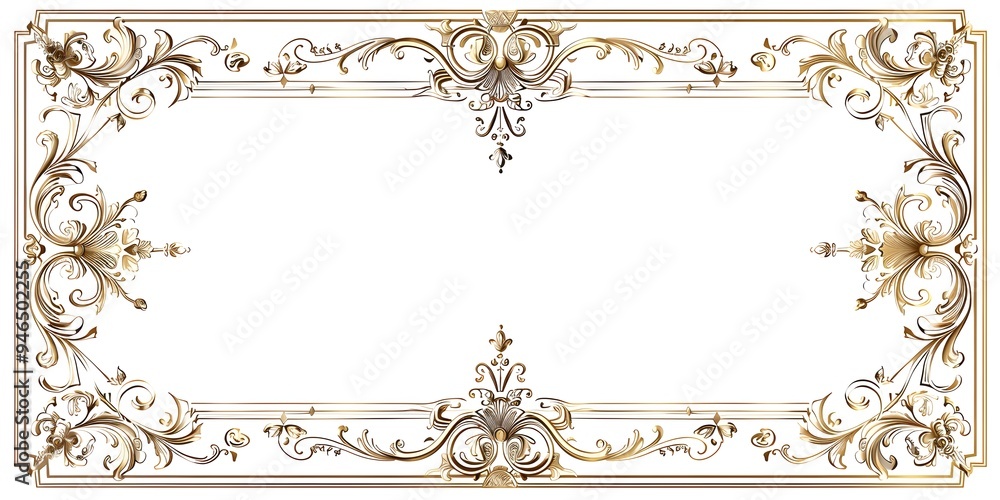 Poster ornate scroll line frame with elegant details for certificates and awards on white background
