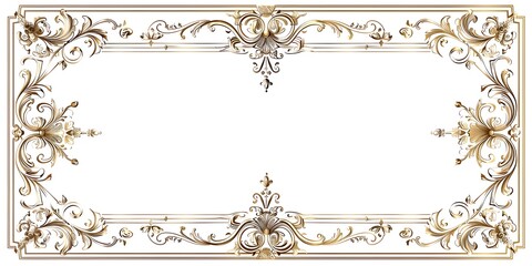 Fototapeta premium Ornate Scroll Line Frame with Elegant Details for Certificates and Awards on White Background