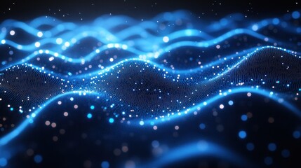 Abstract Blue Glowing Waves