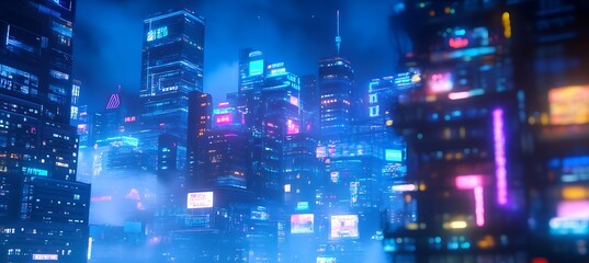 Obraz premium A futuristic city powered by cutting-edge AI systems. 