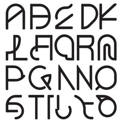 hand drawn alphabet letters. custom font with clean and modern lines