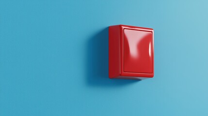 Red fire alarm switch, close-up view, 3D illustration
