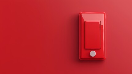 Red fire alarm switch with warning lights, detailed design, 3D illustration