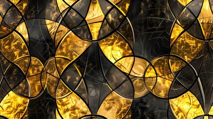 Mesmerizing Mosaic of Luxurious Metallic Textures in Glowing Gold and Black Hues