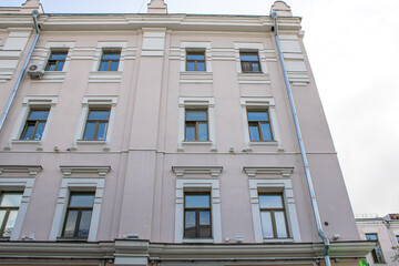 Facade of a multi-storey building. Fragment
