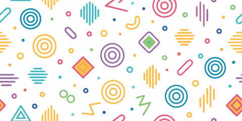 Colorful line doodle seamless pattern set. Creative minimalist style art background 