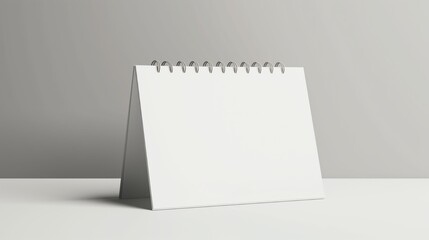 White desk calendar on a light gray background, with a minimalist.