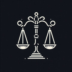 Simple classic justice balance scales silhouette. Justice scales line icon. Judgement scale sign. Legal law symbol. Quality design element. Editable stroke.	