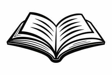 Open book png doodle sticker, black & white illustration, transparent background
