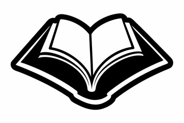 Open book png doodle sticker, black & white illustration, transparent background
