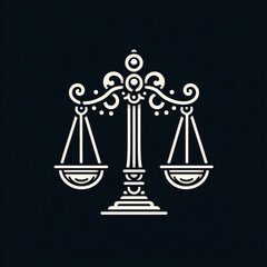 Simple classic justice balance scales silhouette. Justice scales line icon. Judgement scale sign. Legal law symbol. Quality design element. Editable stroke.	