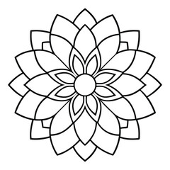 Minimalist Floral Mandala Vector Illustration with Lotus Petals